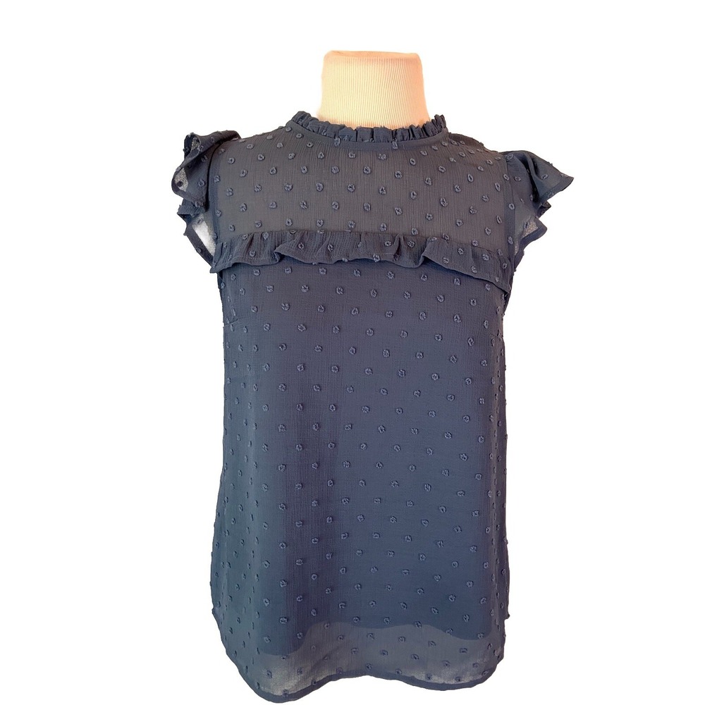 Cottagecore Monteau Los Angeles Shirt Small Blue Blouse Ruffle prairie